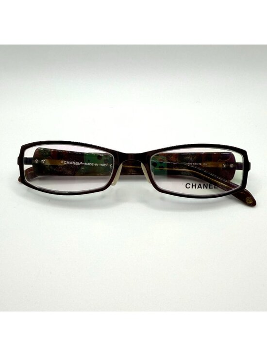 Vintage Chanel Brown Floral Rectangular Eyeglass Made In Italy main image 6